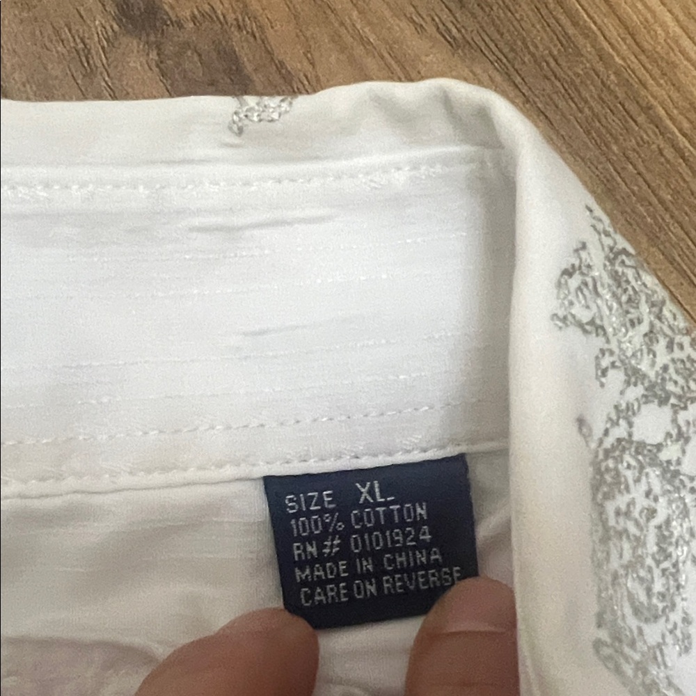 Vintage English Laundry White Dress Shirt with Silver Embroidery Sz XL - Picture 11 of 12